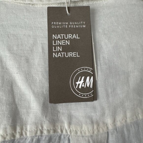 NWT H&M White Natural Linen Button-Down Blouse Size 3XL - Picture 11 of 16